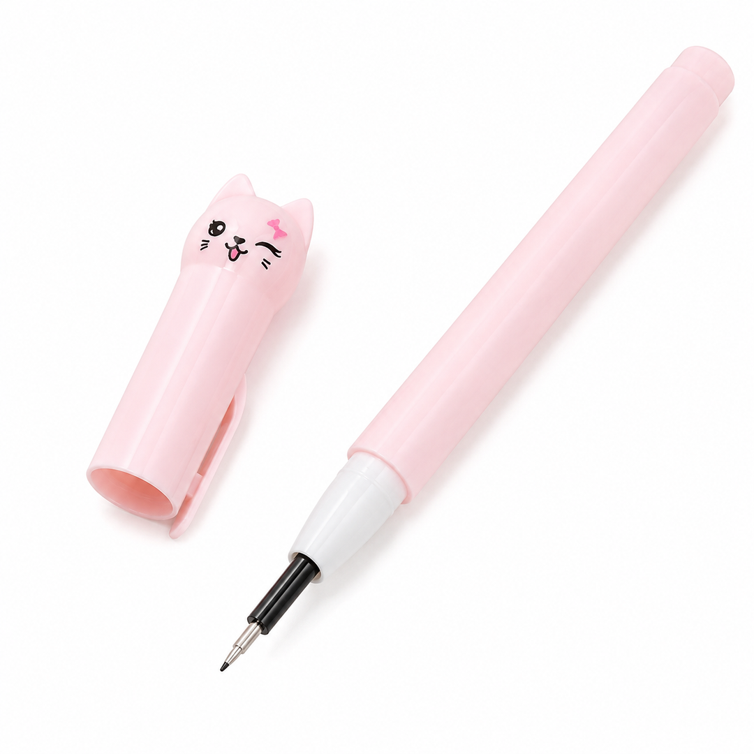Cute Cat Gel Pen Set 0.38mm Black Ink (6 Pack)