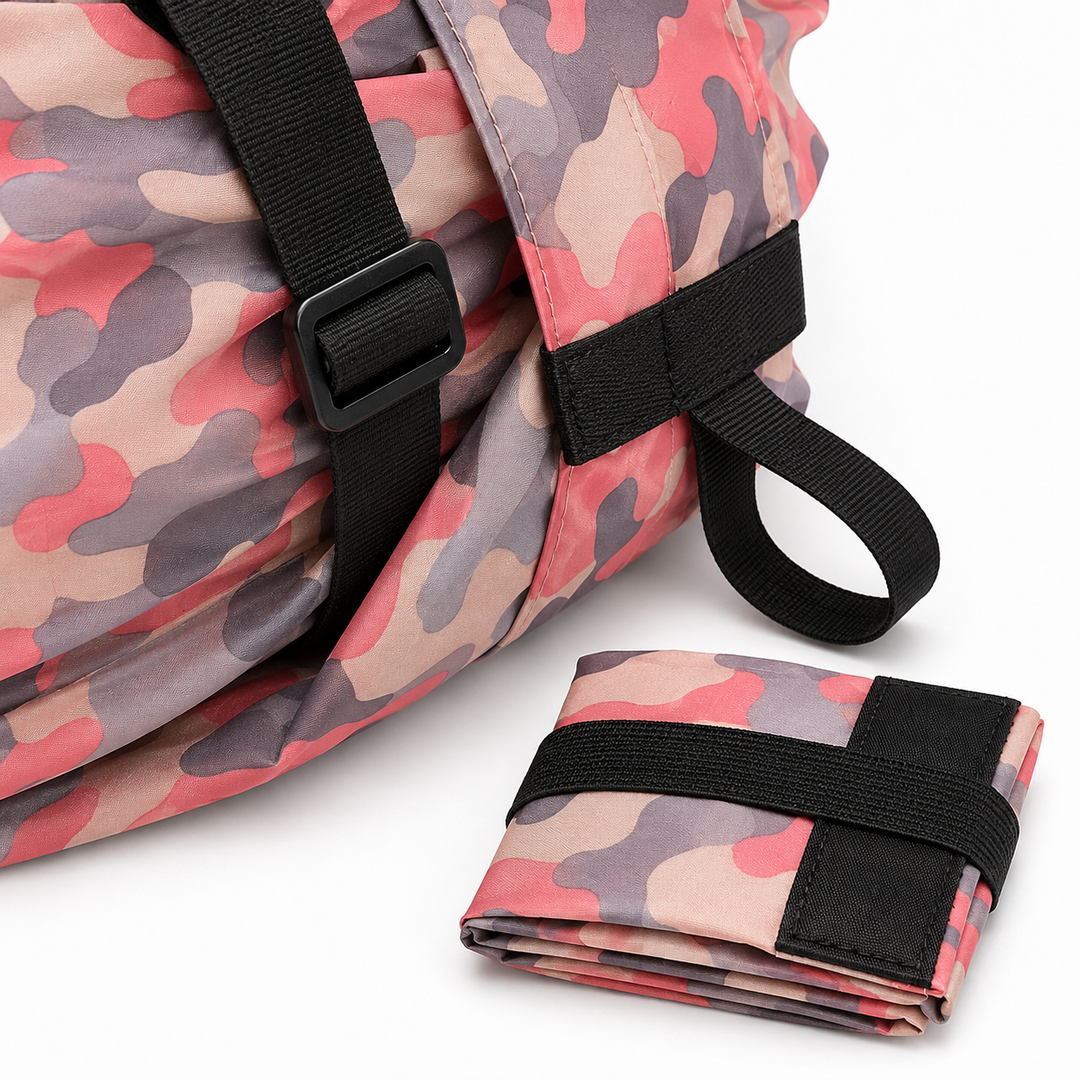 Foldable Nylon Reusable Shopping Bag with Adjustable Handle