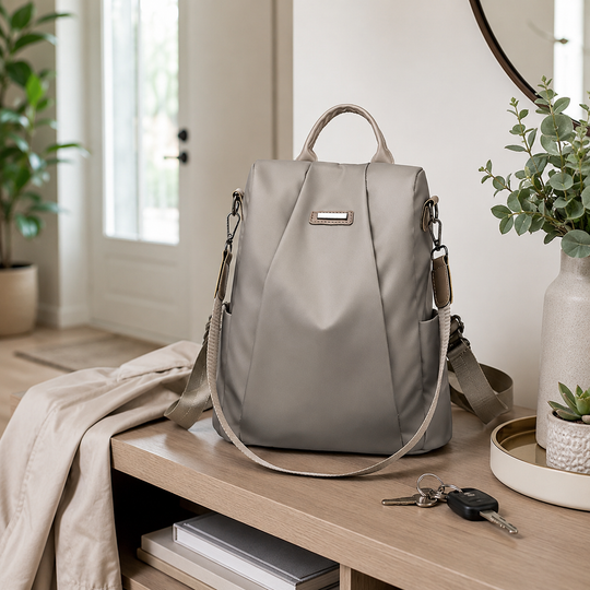 Anti-Theft Nylon Backpack with Convertible Shoulder Strap