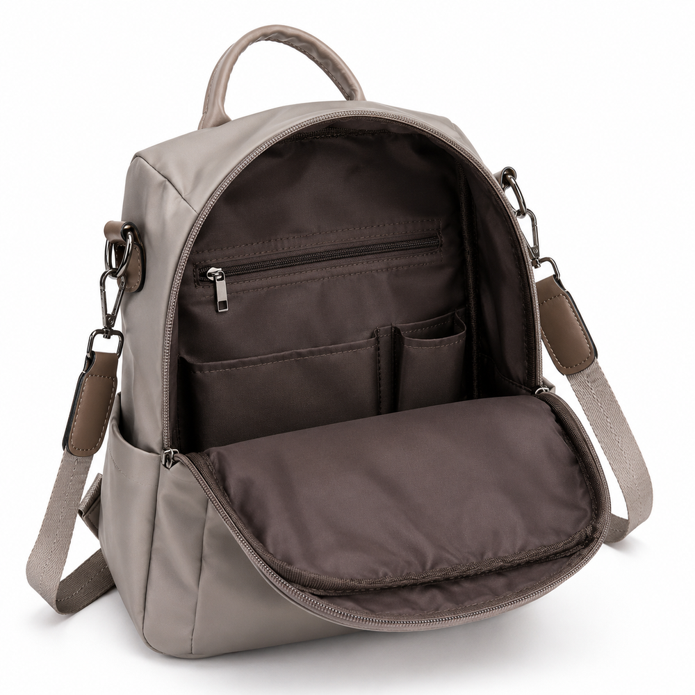 Anti-Theft Nylon Backpack with Convertible Shoulder Strap