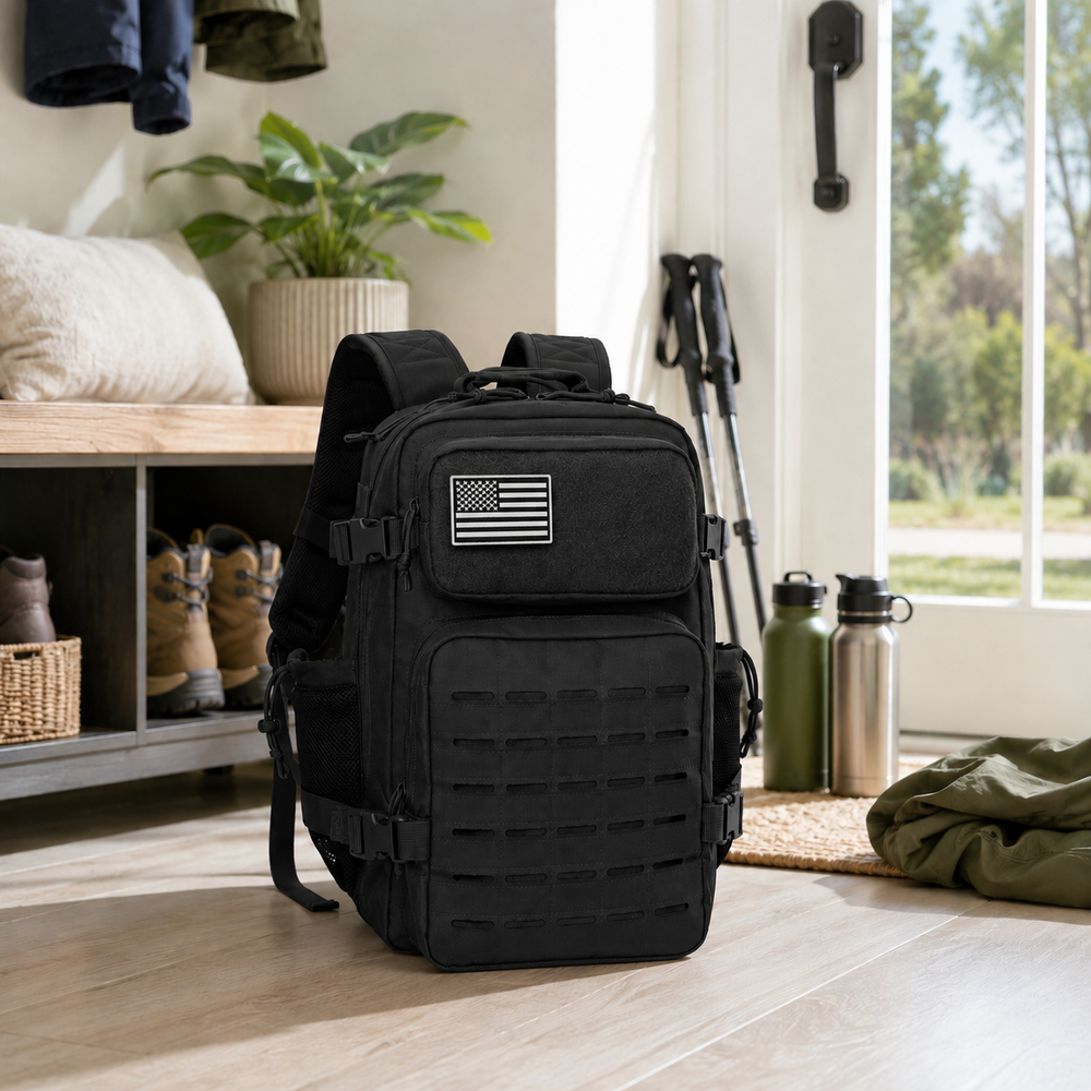 25L Tactical MOLLE Backpack with Dual Bottle Holders