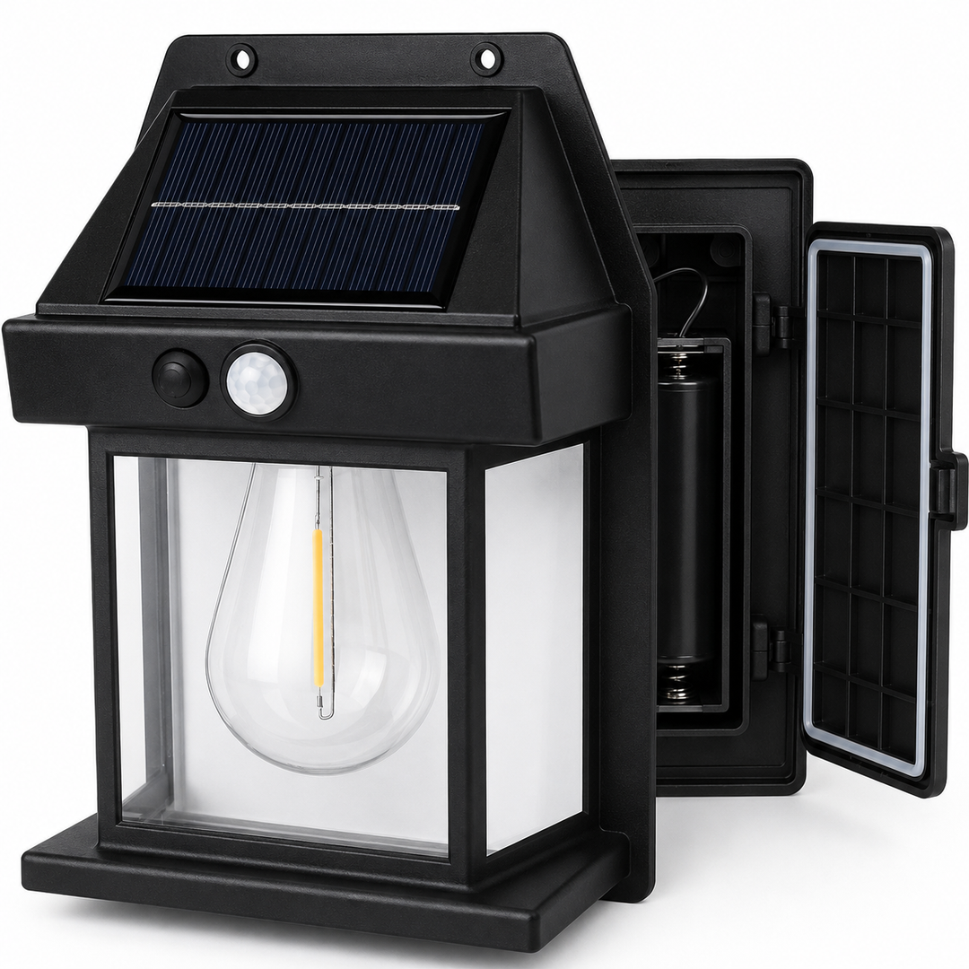 Solar Motion Sensor Wall Light with 3 Lighting Modes – 2 Pack