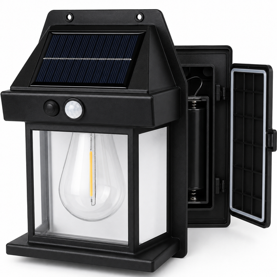 Solar Motion Sensor Wall Light with 3 Lighting Modes – 2 Pack
