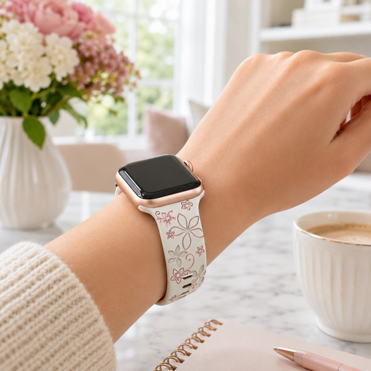 Floral Engraved Silicone Apple Watch Band