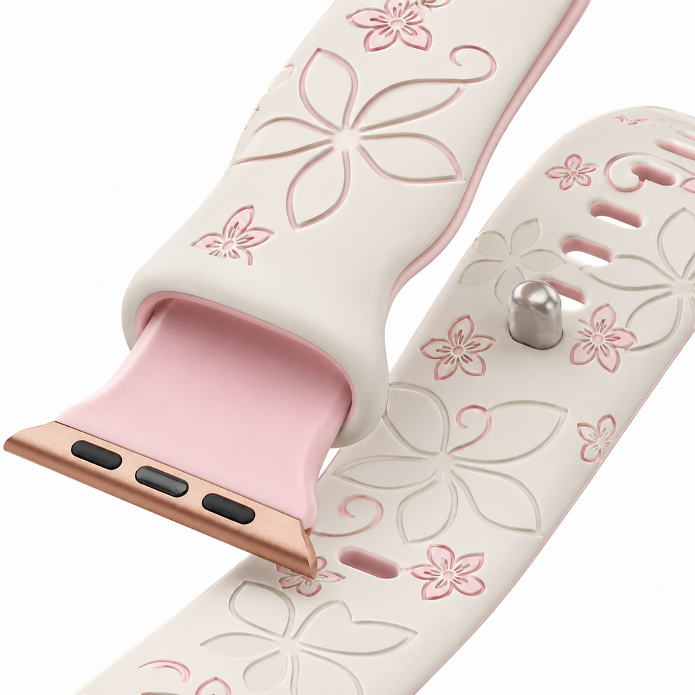 Floral Engraved Silicone Apple Watch Band