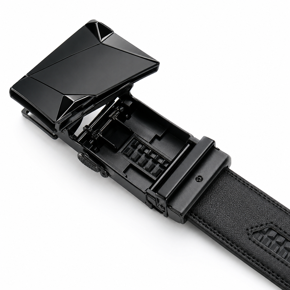Men's PU Leather Ratchet Belt with Automatic Buckle