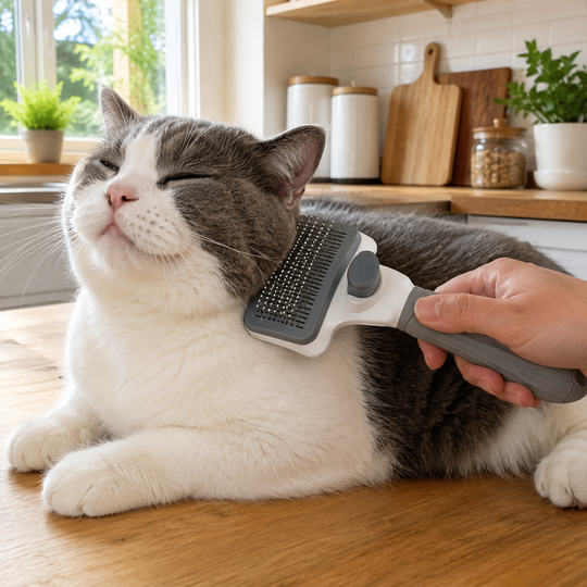 Self-Cleaning Pet Grooming Slicker Brush for Cats &amp; Dogs