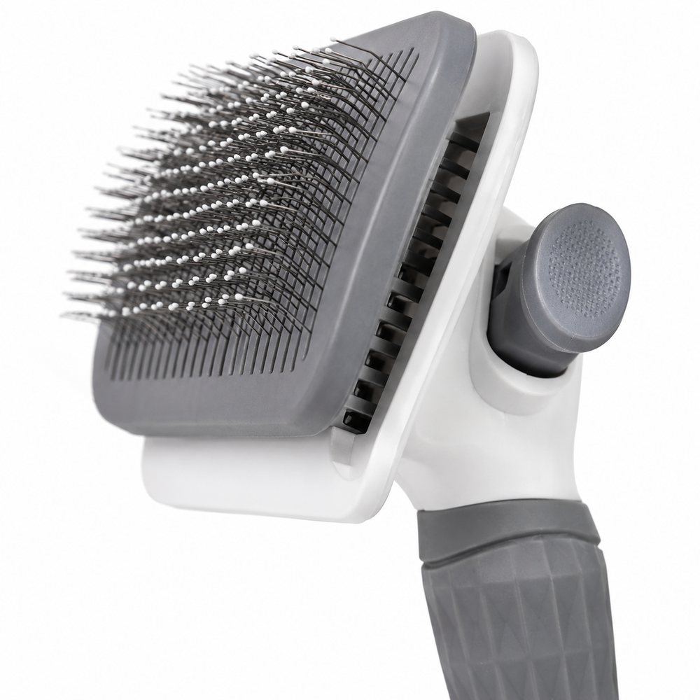 Self-Cleaning Pet Grooming Slicker Brush for Cats & Dogs