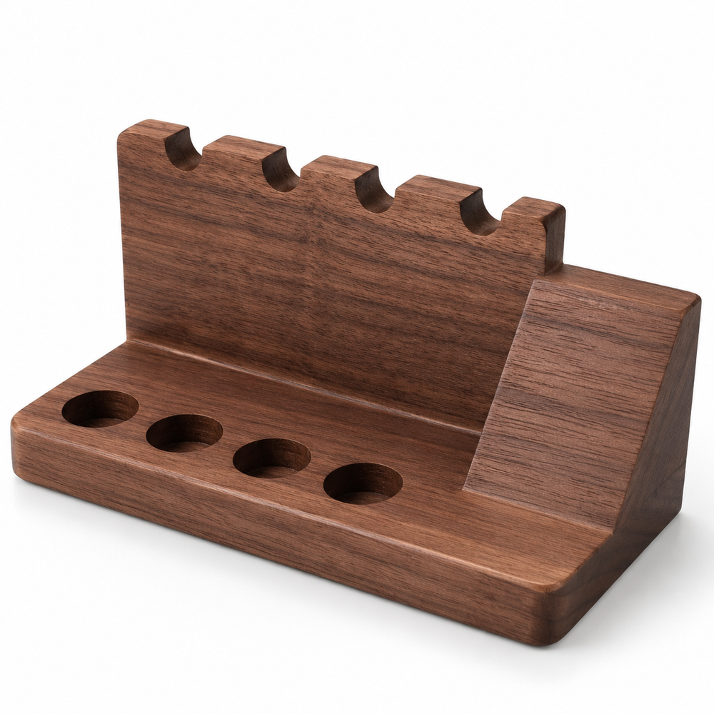 Walnut Wood Desk Organizer Pen Holder & Phone Stand
