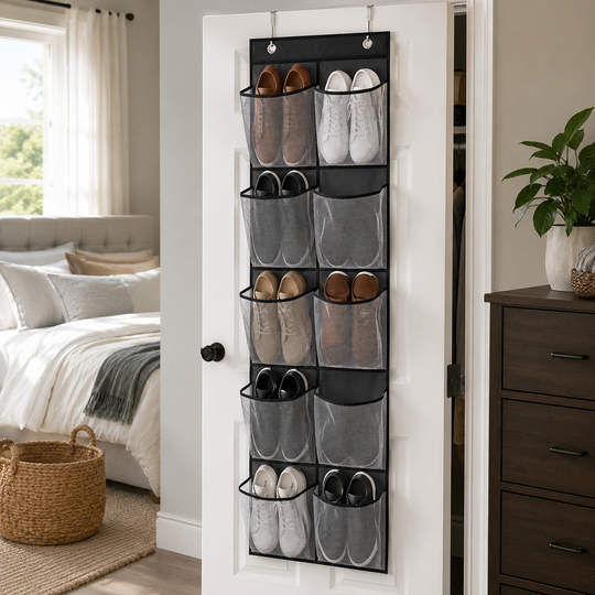 12 Pocket Over the Door Mesh Shoe Organizer with Hooks