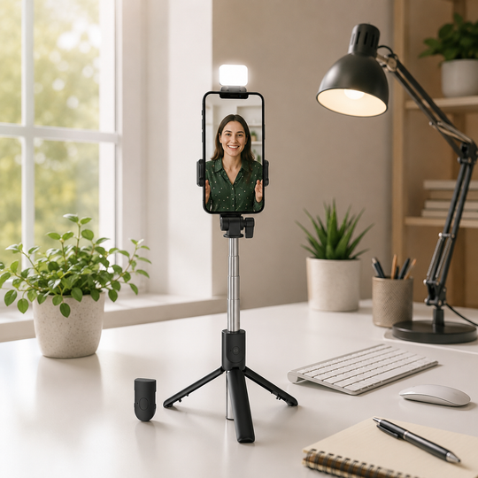 Bluetooth Selfie Stick Tripod with Fill Light &amp; Remote