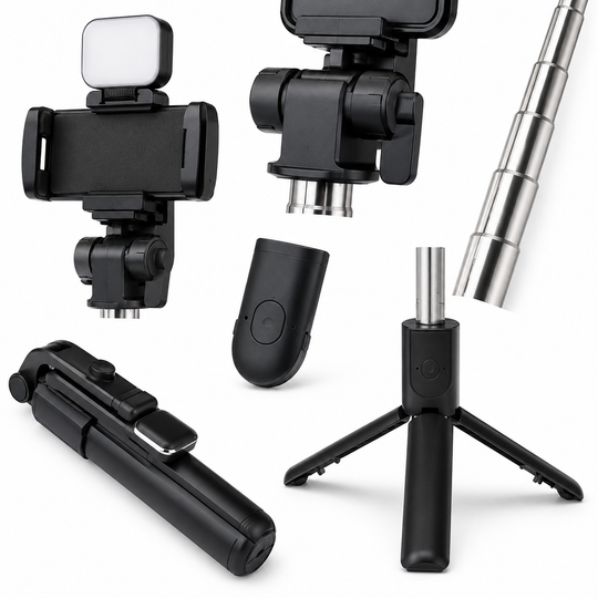Bluetooth Selfie Stick Tripod with Fill Light &amp; Remote