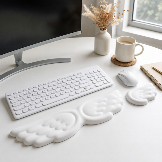 Angel Wing Memory Foam Keyboard &amp; Mouse Wrist Rest Set