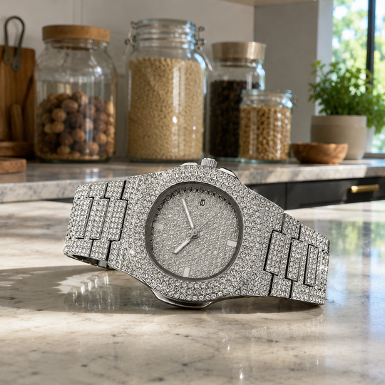 Luxury Diamond Quartz Stainless Steel Men&