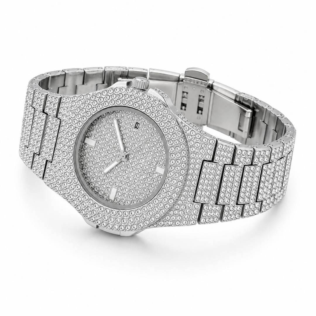 Luxury Diamond Quartz Stainless Steel Men&