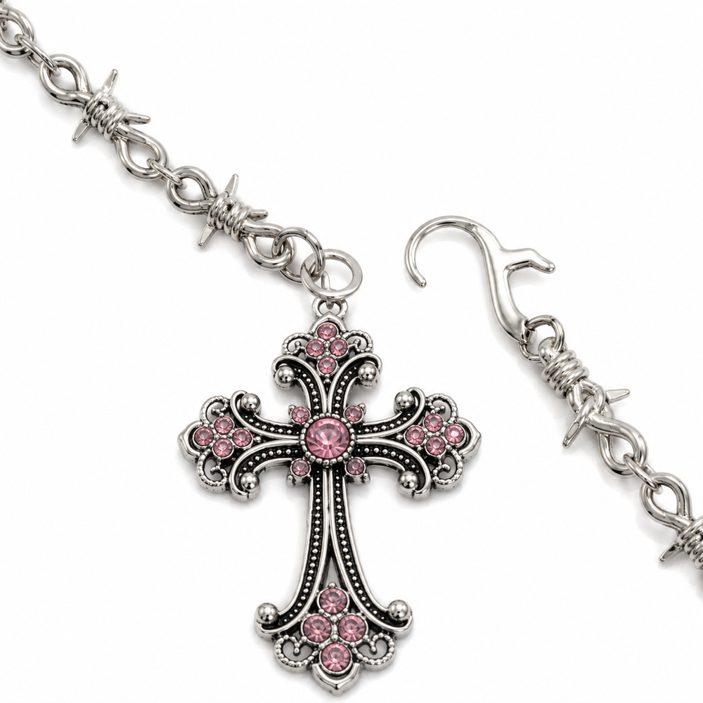 Y2K Cross & Heart Pendant Necklace Set for Women