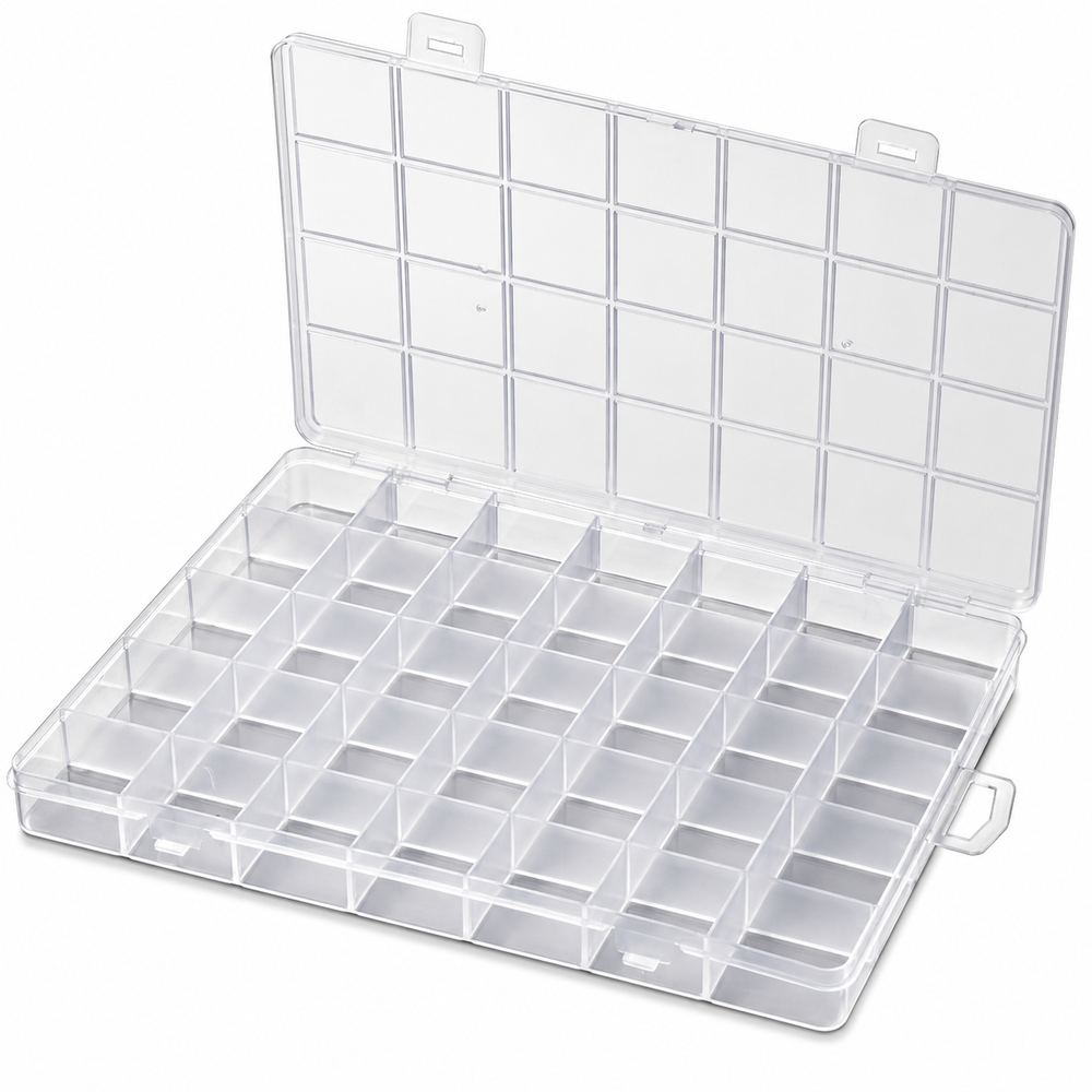 28-Grid Plastic Jewelry Storage Organizer Box with Removable Dividers