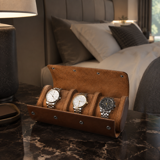 Leather Watch Roll Travel Storage Case