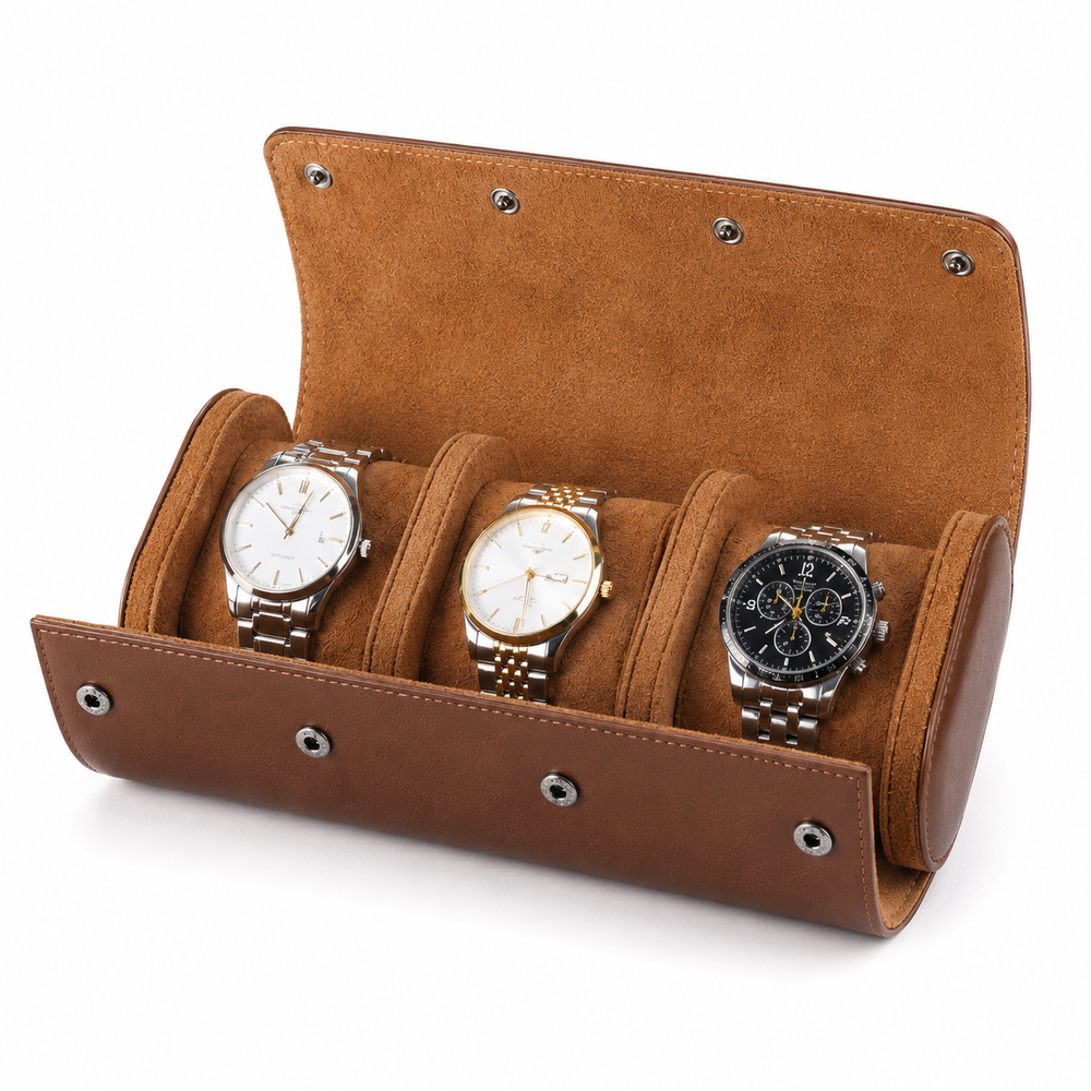 Leather Watch Roll Travel Storage Case
