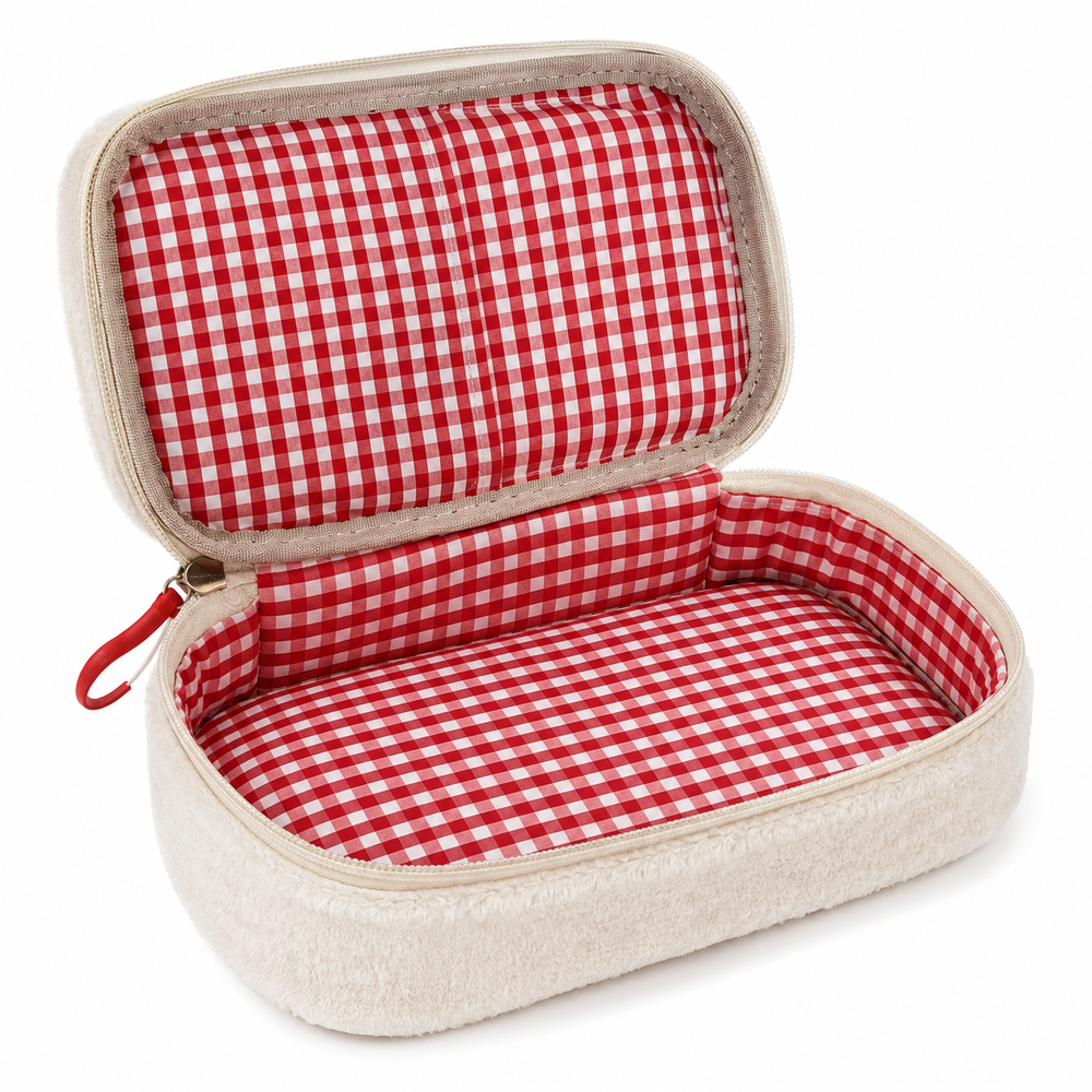 Cute Strawberry Plush Pencil Case Large Capacity Storage Pouch