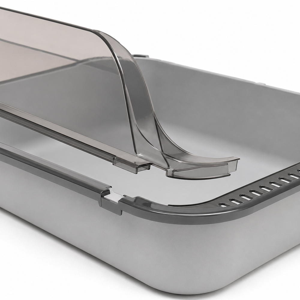 Semi-Enclosed Cat Litter Box with High Sides