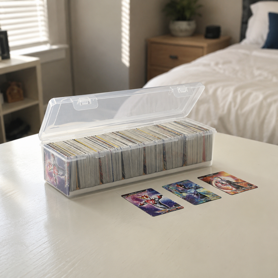 Clear Trading Card Storage Box with Adjustable Dividers