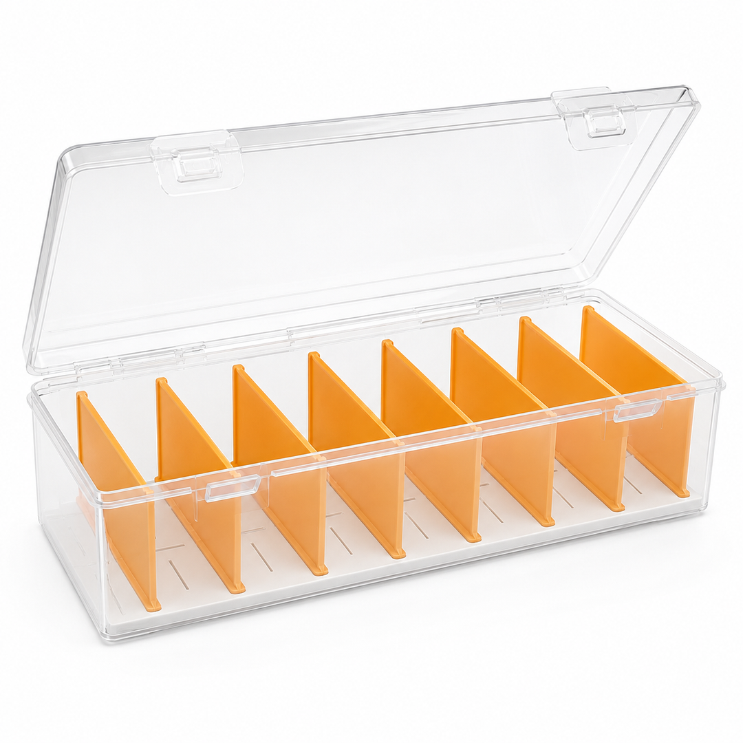 Clear Trading Card Storage Box with Adjustable Dividers