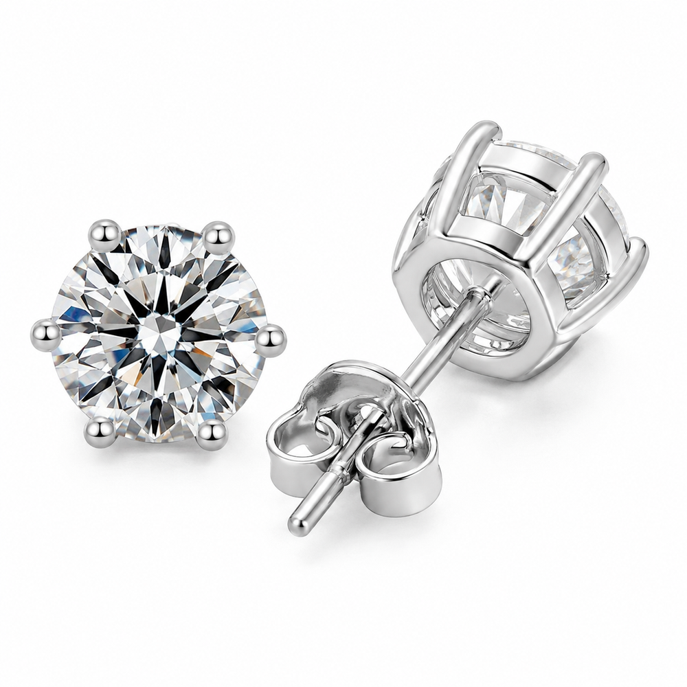 925 Sterling Silver Moissanite Stud Earrings for Women