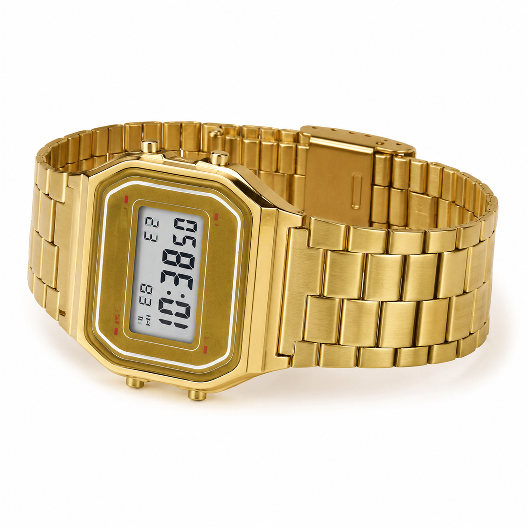 Vintage Digital LED Watch with Stainless Steel Bracelet