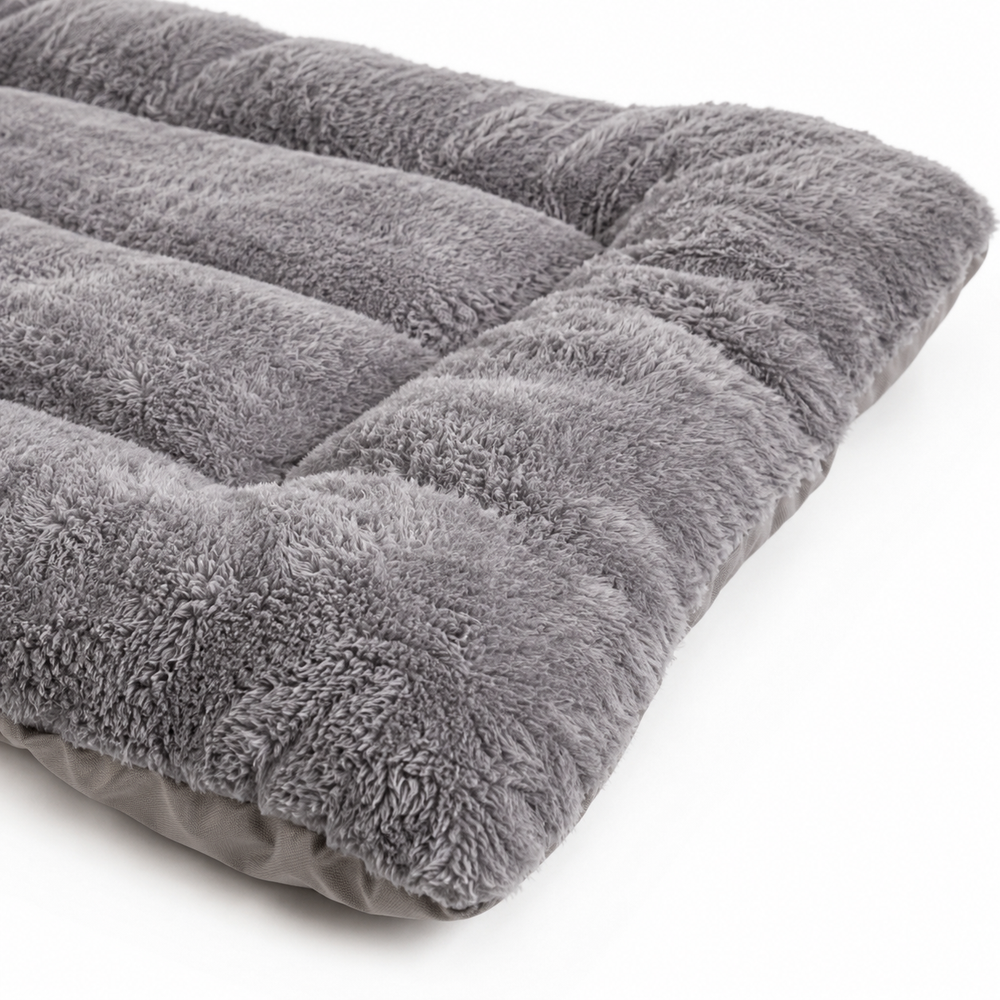Extra Large Plush Dog Bed Mat for Dogs – Soft Quilted Gray