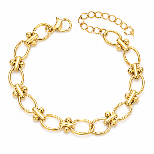 3-Piece Gold Stainless Steel Stackable Bracelet Set for Women