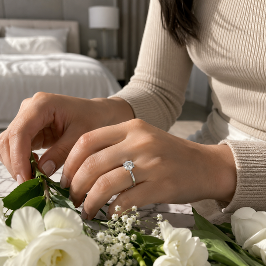 925 Sterling Silver Moissanite Solitaire Engagement Ring
