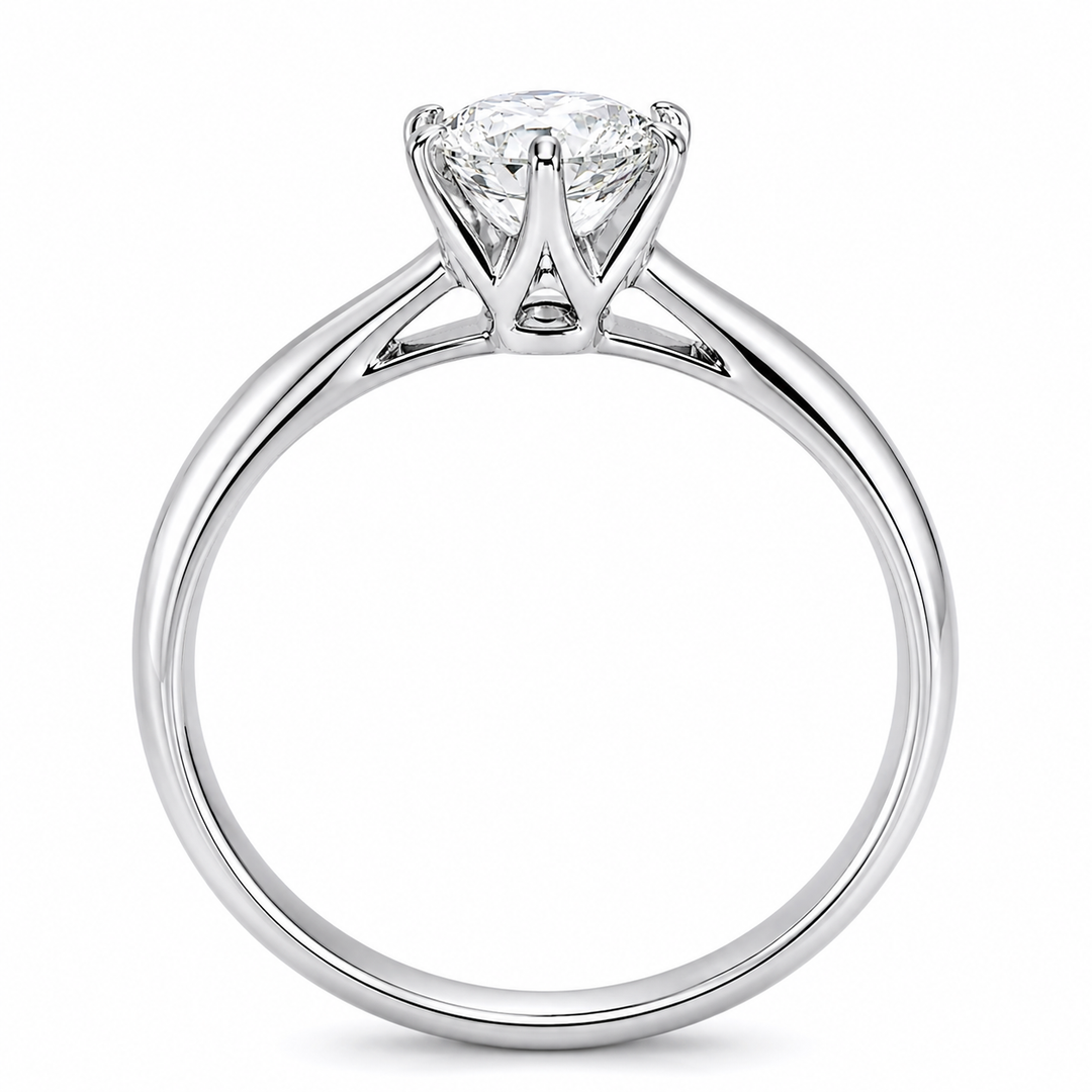 925 Sterling Silver Moissanite Solitaire Engagement Ring