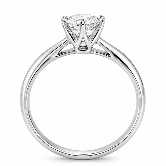 925 Sterling Silver Moissanite Solitaire Engagement Ring