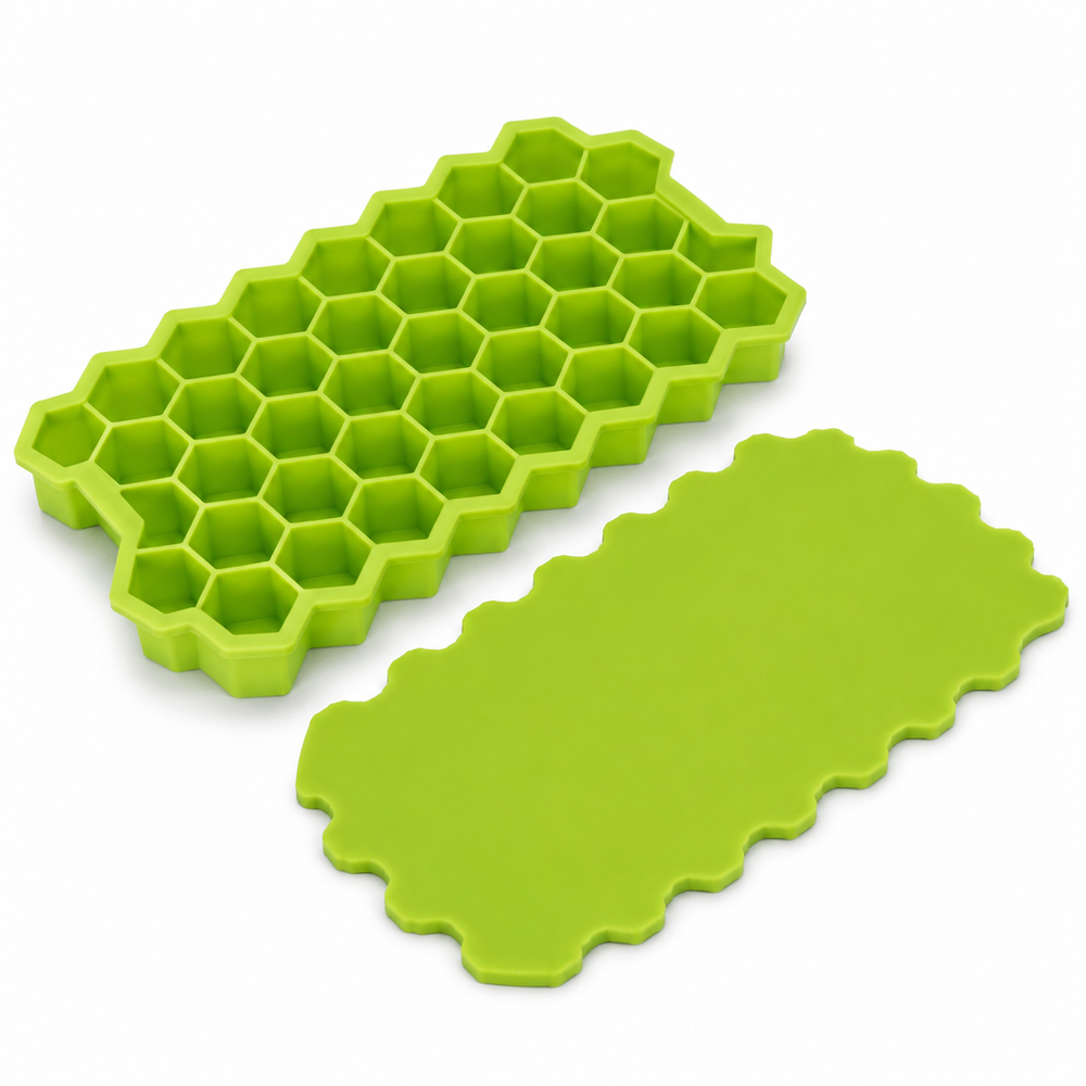 Silicone Honeycomb Ice Cube Tray with Cover 37-Cell Mold