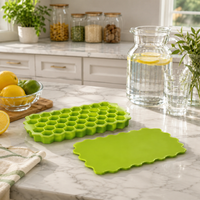 Silicone Honeycomb Ice Cube Tray with Cover 37-Cell Mold