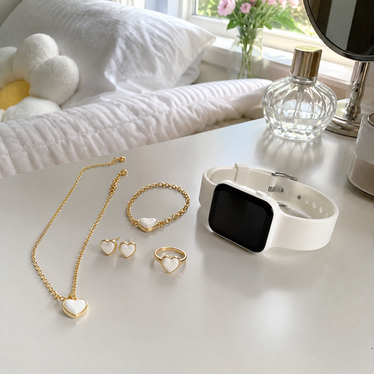 6-Piece Digital Watch &amp; Heart Jewelry Gift Set