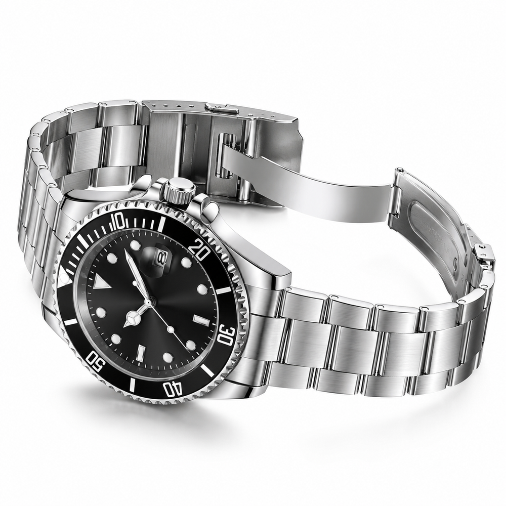 Men's Stainless Steel Quartz Calendar Business Watch