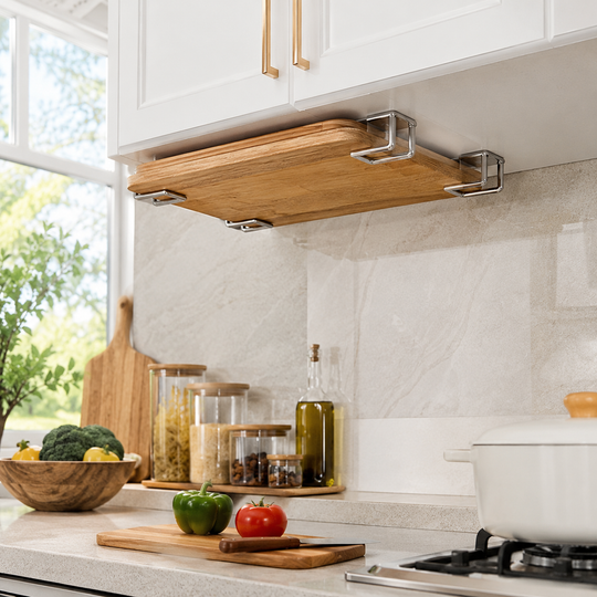 Stainless Steel Wall Mount Cutting Board &amp; Lid Holder