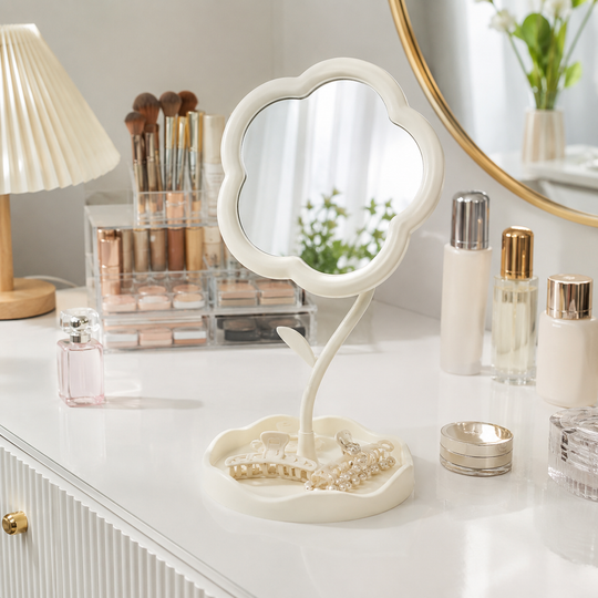 Flower Vanity Mirror with Storage Tray