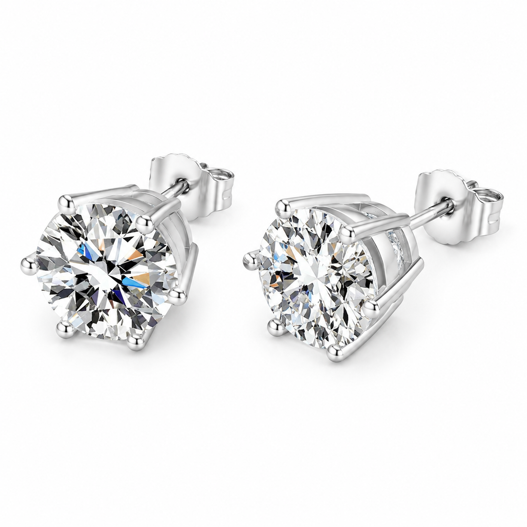 925 Sterling Silver Moissanite Stud Earrings with GRA Certificate