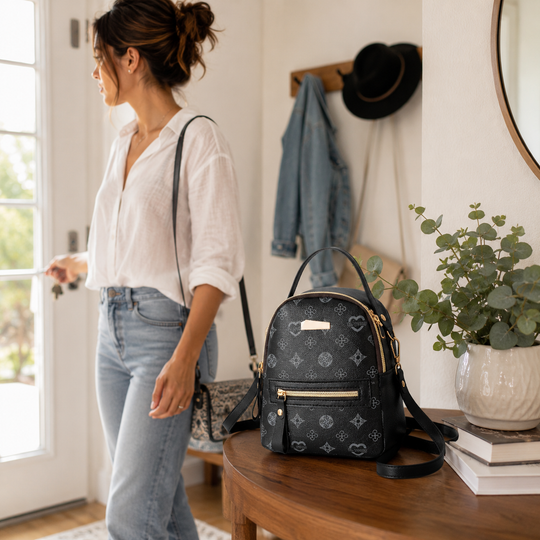 Mini PU Leather Fashion Backpack Purse for Women