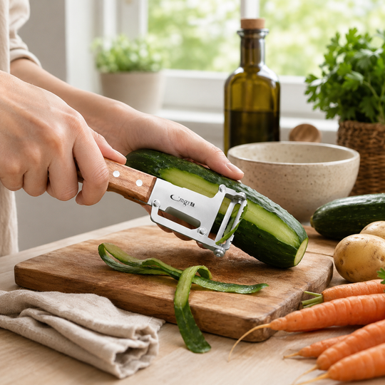 Stainless Steel Vegetable Peeler with Wooden Handle