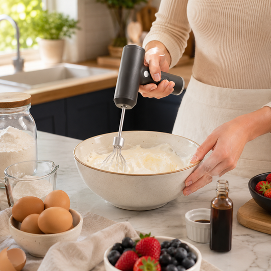Rechargeable 3-Speed Electric Hand Mixer with 2 Whisks