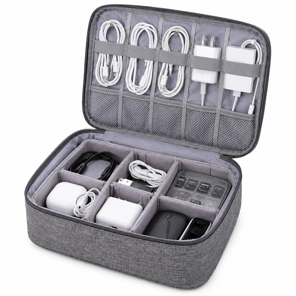 Travel Electronics Organizer Case for Cables & Chargers