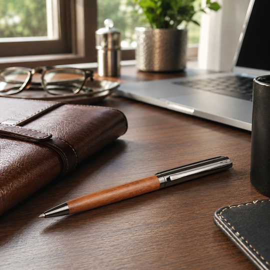 Premium Wooden Ballpoint Pen with Metal Twist Design