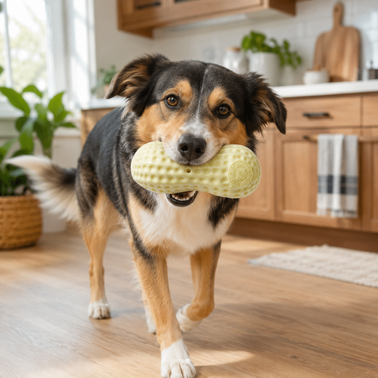 Peanut Shaped TPR Dog Chew Toy with Squeaker