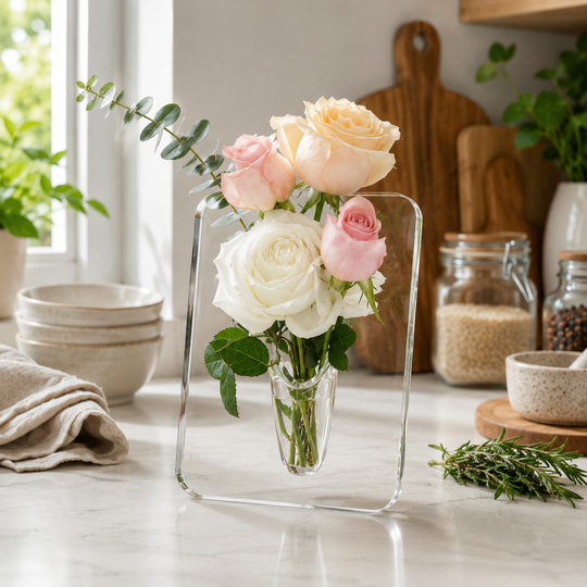 Clear Acrylic Frame Flower Vase for Modern Home Decor