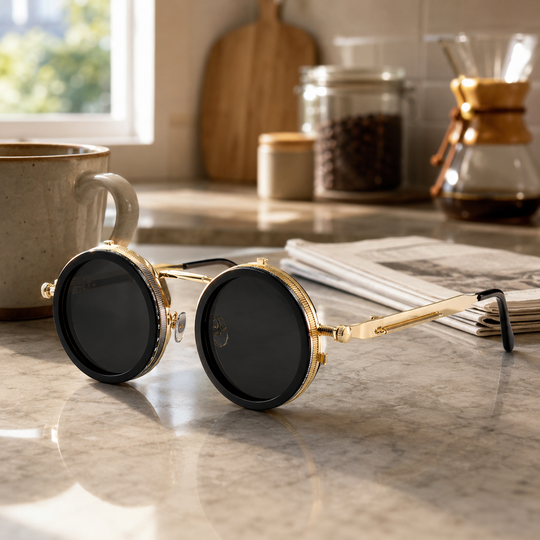 Retro Round Steampunk Polarized UV400 Sunglasses