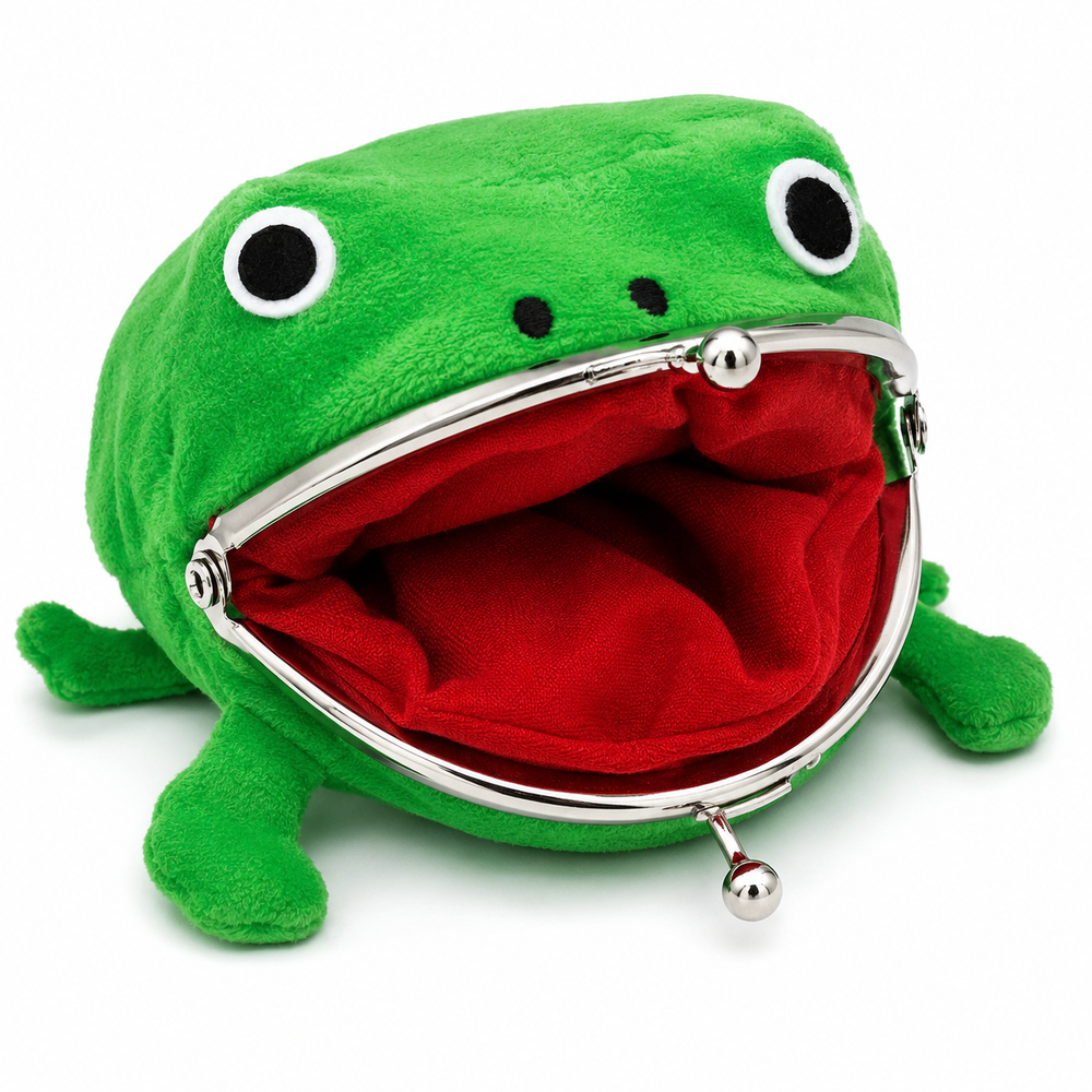 Cute Plush Frog Coin Purse with Kiss Lock